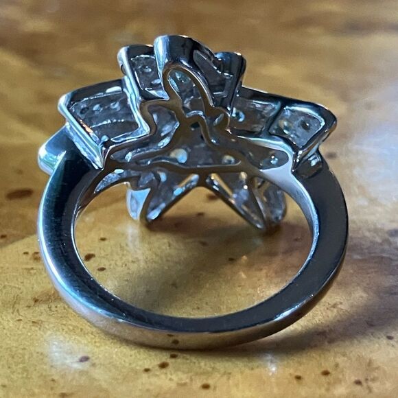 Natural Blue Apatite Moissanite Sterling Silver Starfish Ring Size 5 - Picture 5 of 9